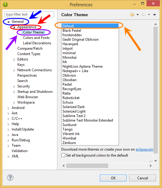 معرفی پلاگین Eclipse Color Theme برای تغییر ظاهر و رنگ بندی کدها (تغییر Theme رنگ بندی کدها)، در برنامه Eclipse (یا همان ADT Bundle)