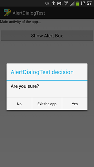 پروژه اندروید : نمایش یک پیام در یک پنجره جدید، با استفاده از Alert Dialog - نمایش سه گزینه در پنجره پیام - وجود یک گزینه برای خروج از برنامه اندروید
