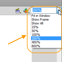 بزرگنمایی صفحه مربوط به پروژه flash ، در نرم افزار Adobe Flash Professional