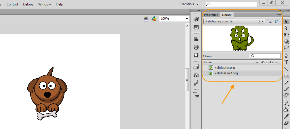 استفاده مستقیم از فایل های موجود در Library یک پروژه flash ، در یک پروژه flash دیگر (بدون کپی کردن فایل ها)، در نرم افزار Adobe Flash Professional