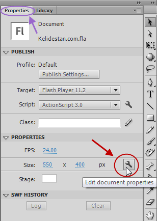 تغییر واحد نمایش داده شده برای خط کش (Rulers)، در پروژه flash ، در نرم افزار Adobe Flash Professional
