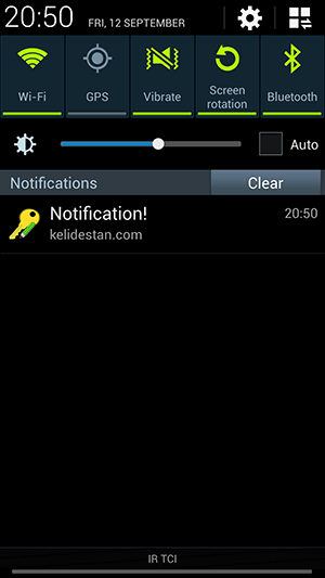 نمایش یک پیام (Notification) در notification bar (یا همان status bar)، با استفاده از NotificationManager ، به صورت قابل اشاره و قابل حذف، در برنامه نویسی اندروید