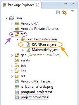 دریافت اطلاعات متنی از سرور اینترنتی (یک URL)، با روش json و پردازش اطلاعات دریافتی با کلاس های (class) مرتبط با روش json و همچنین نمایش اطلاعات در یک ListView (به همراه تست برنامه اندروید برای متن فارسی)، در برنامه نویسی اندروید