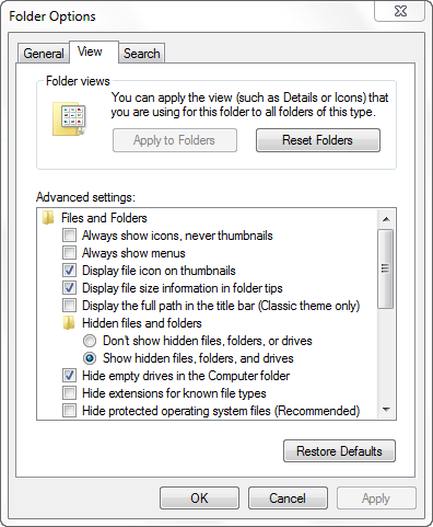 تعیین نمایش یا عدم نمایش پسوند (extension) فایل ها (files) در ویندوز (در ویندوز 7)