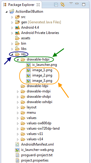 قرار دادن تعدادی دکمه (Button)(تعدادی item) در action bar برای رفتن به Activity های مختلف برنامه اندروید، در برنامه نویسی اندروید