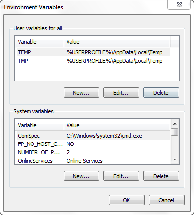 افزودن یک مسیر (path) به PATH environment variable (متغیر PATH environment) در ویندوز (در ویندوز 7)
