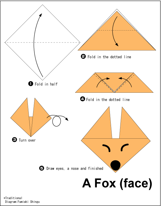 اریگامی (Origami) : صورت روباه (Fox)