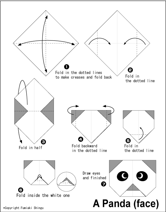 اریگامی (Origami) : صورت پاندا (Panda)