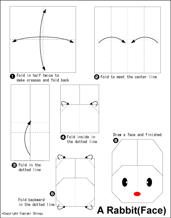 اریگامی (Origami) : صورت خرگوش (Rabbit)