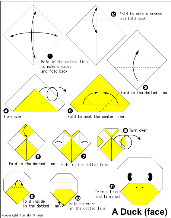 اریگامی (Origami) : صورت مرغابی (اردک ماده) (Duck)