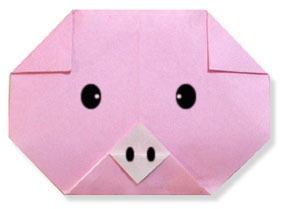 اریگامی (Origami) : صورت خوک (Pig)