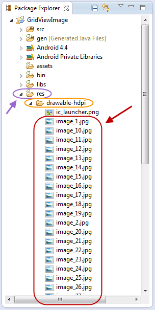 نمایش تعدادی عکس، با استفاده از GridView ، در برنامه نویسی اندروید