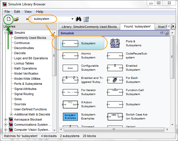 تعریف یک زیرسیستم (Subsystem)، با بلوک Subsystem در سیمولینک متلب (MATLAB)