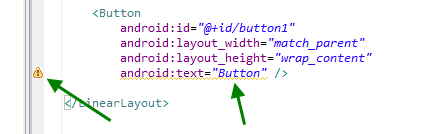 علامت های مربوط به خطا و هشدار، در برنامه eclipse