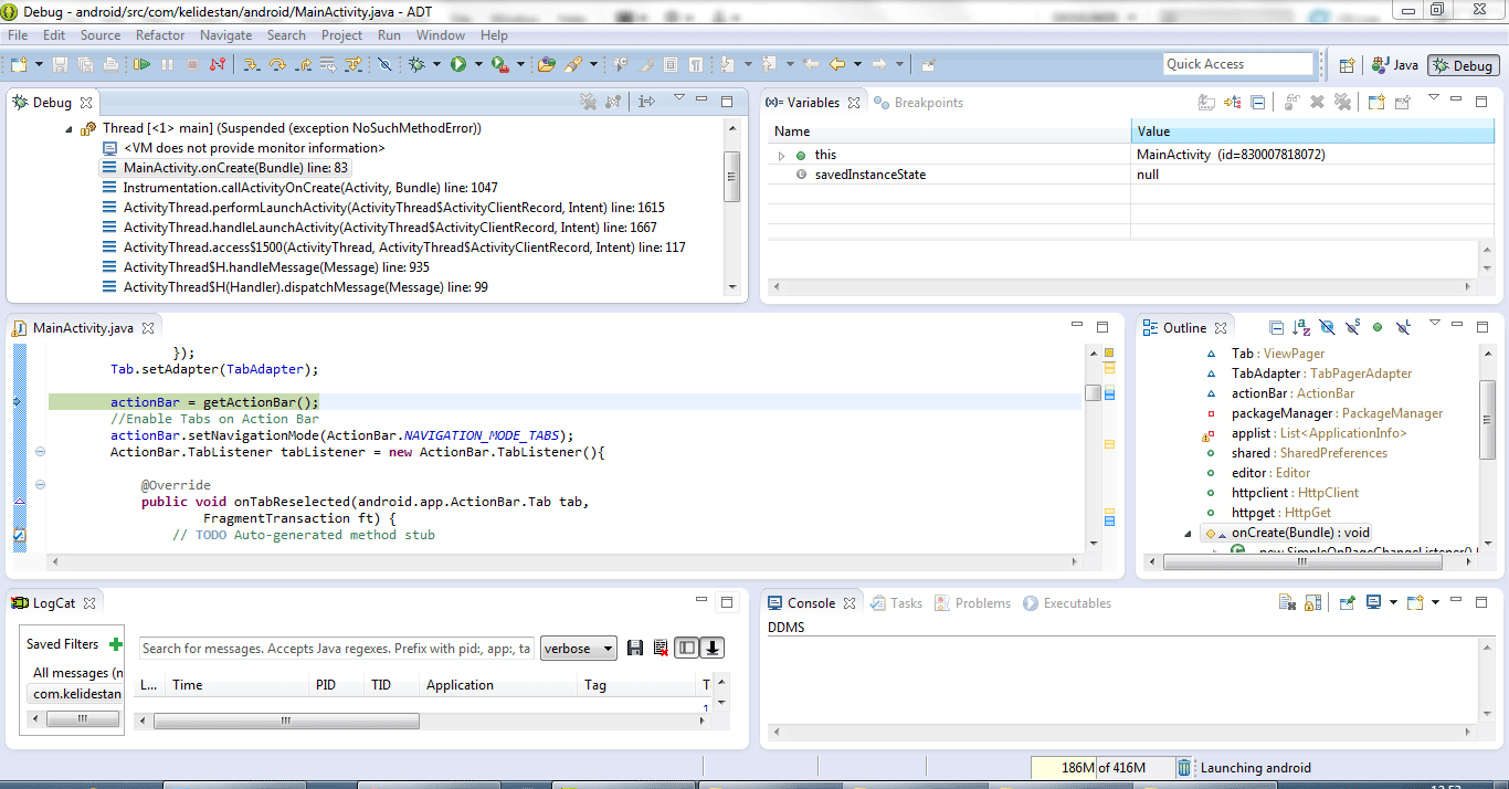 اجرا (run) و یا خطایابی (debug) یک پروژه اندروید موجود در برنامه eclipse ، بر روی یک گوشی اندروید واقعی (از طریق اتصال گوشی به کامپیوتر، با کابل USB)