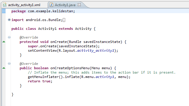 آشنایی با کدهای مربوط به فایل java برای یک activity ، فایل xml متناظر با آن activity و همچنین فایل AndroidManifest.xml
