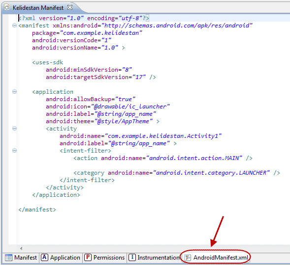 آشنایی با کدهای مربوط به فایل java برای یک activity ، فایل xml متناظر با آن activity و همچنین فایل AndroidManifest.xml