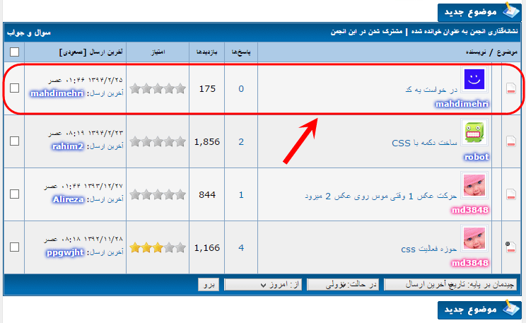 محل قرارگیری عنصرها و بخش های مختلف، در میان کدهای قالب (theme)، در انجمن mybb