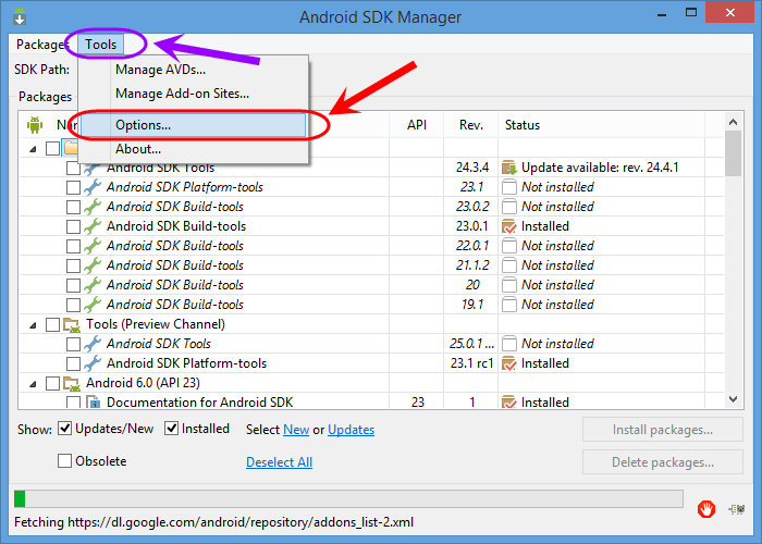 چگونگی استفاده از SDK Manager برای نصب بسته های نرم افزاری، با وجود تحریم ip های ایران توسط گوگل، بر اساس تغییر proxy ، در برنامه نویسی اندروید