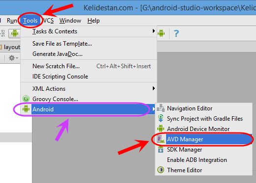 ساخت یک Virtual Device در برنامه Android Studio (برای شبیه سازی پروژه های اندروید بر روی گوشی مجازی)، در برنامه نویسی اندروید