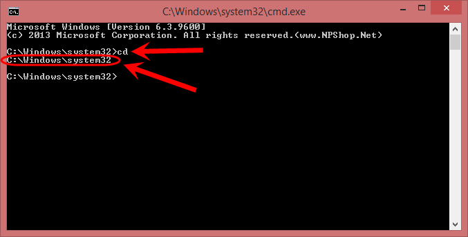 نمایش مسیر پوشه فعلی، با دستور cd ، در خط فرمان ویندوز (Windows Command Prompt) (CMD)