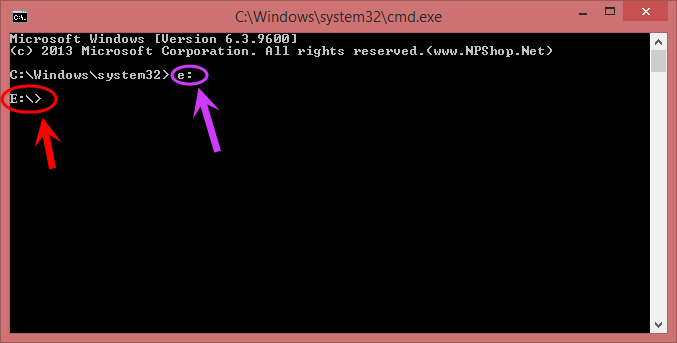تغییر درایو (Drive) فعلی (درایوی که در آن هستیم)، در خط فرمان ویندوز (Windows Command Prompt) (CMD)