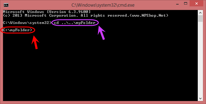 تغییر محل فعلی (پوشه فعلی که در آن هستیم)، با دستور cd ، در خط فرمان ویندوز (Windows Command Prompt) (CMD)