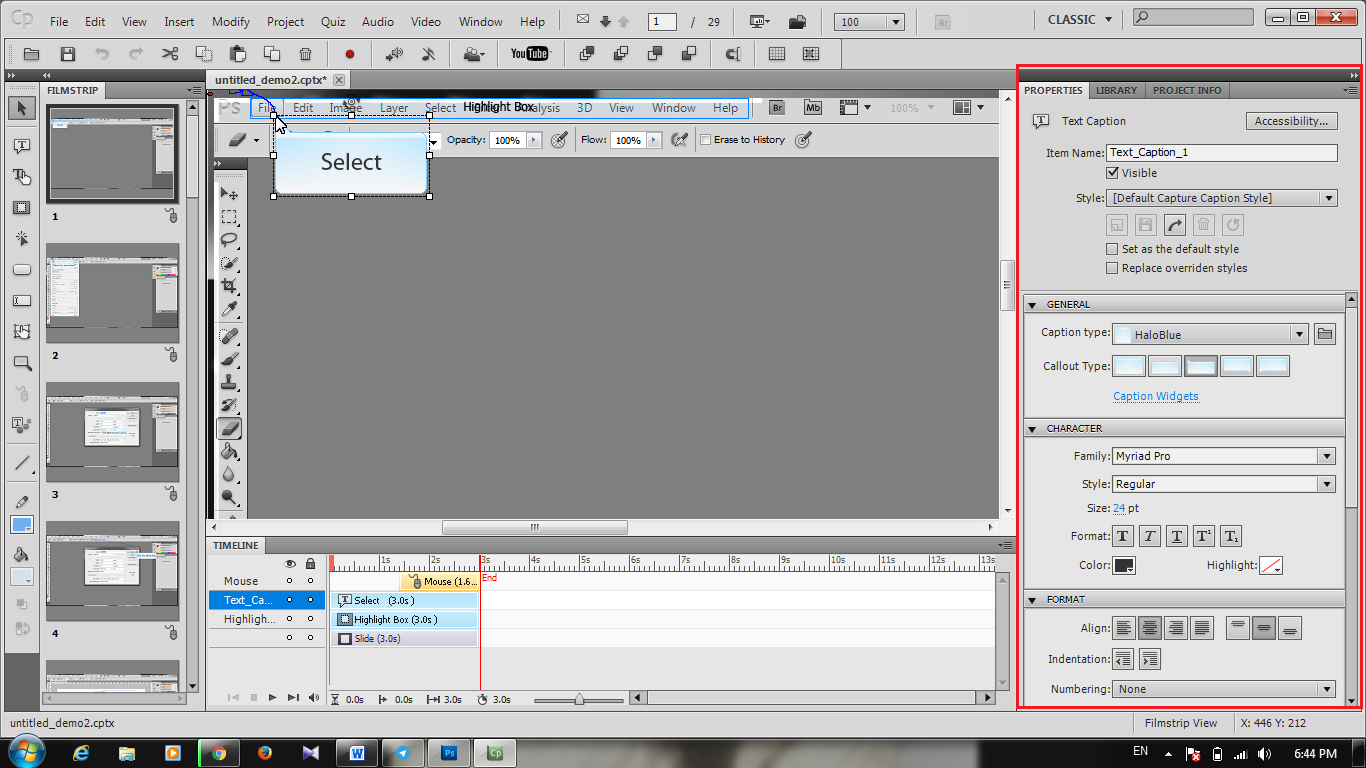 آموزش ضبط با روش Demo ، در Adobe Captivate