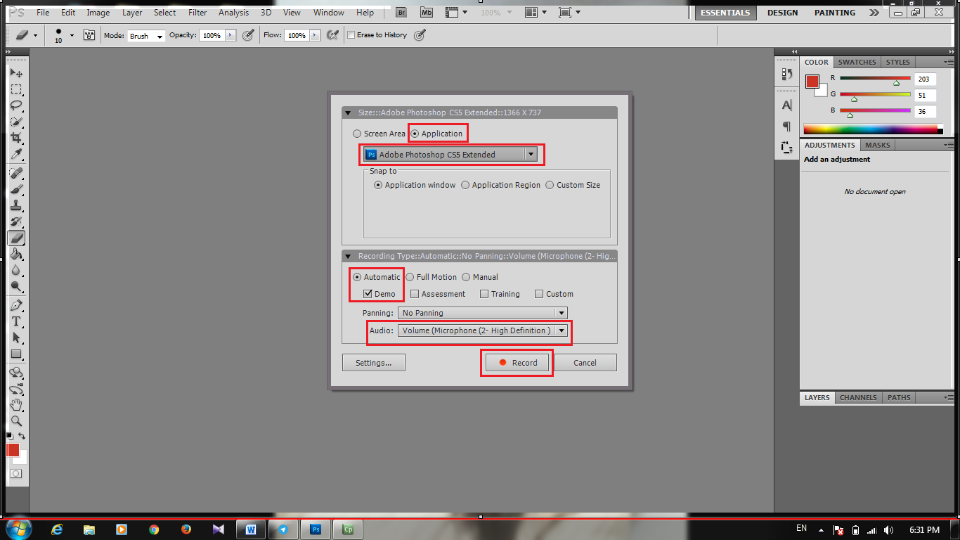 آموزش ضبط با روش Demo ، در Adobe Captivate