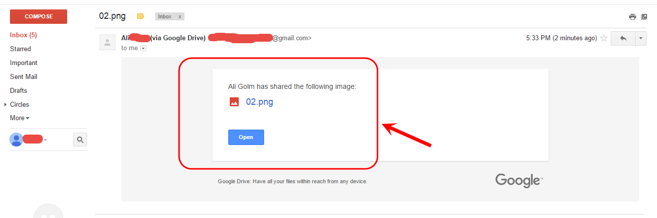به اشتراک گذاری (Share) فایل آپلود شده در Google Drive