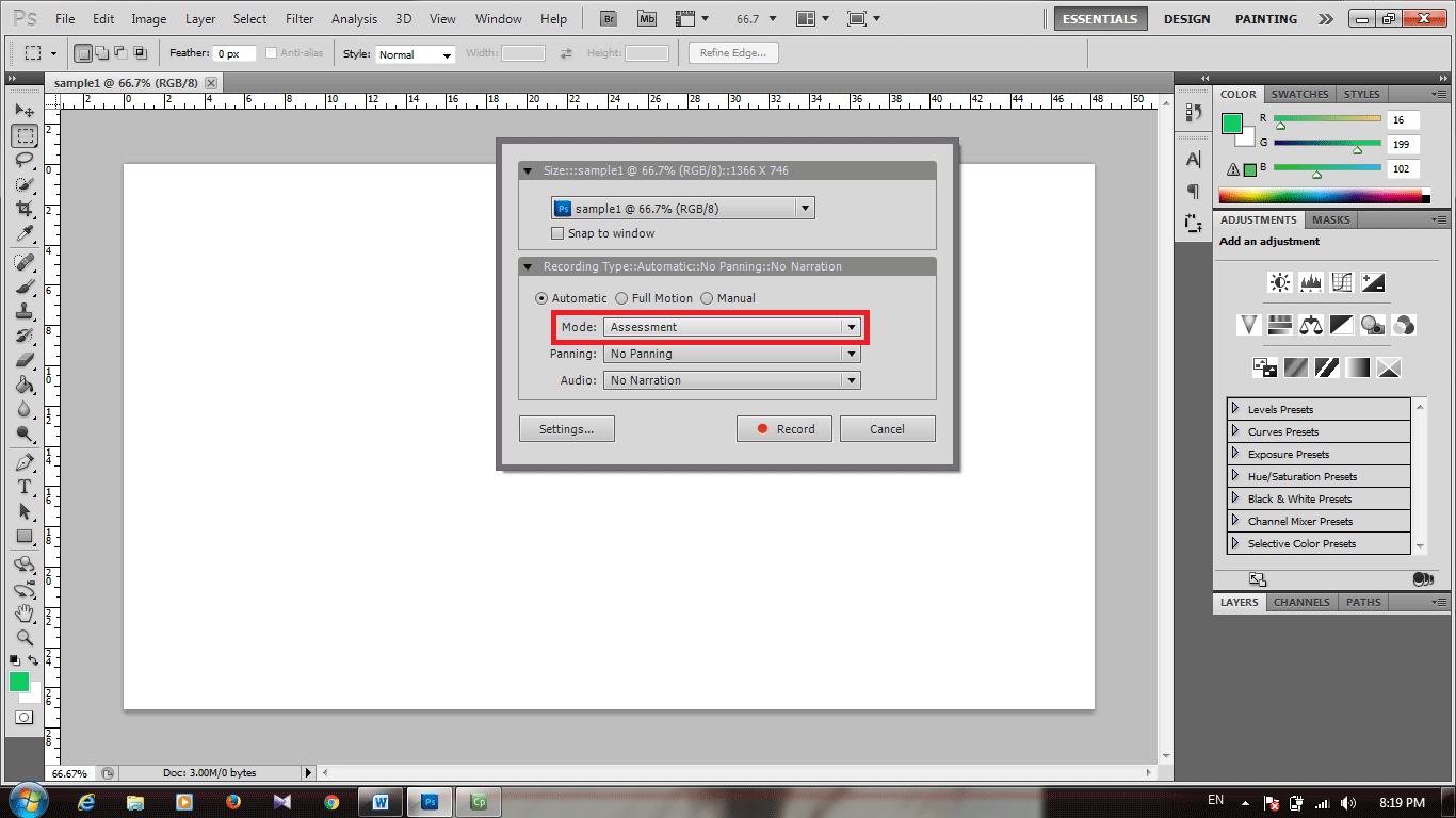 روش ضبط پروژه های ترکیبی، در Adobe Captivate