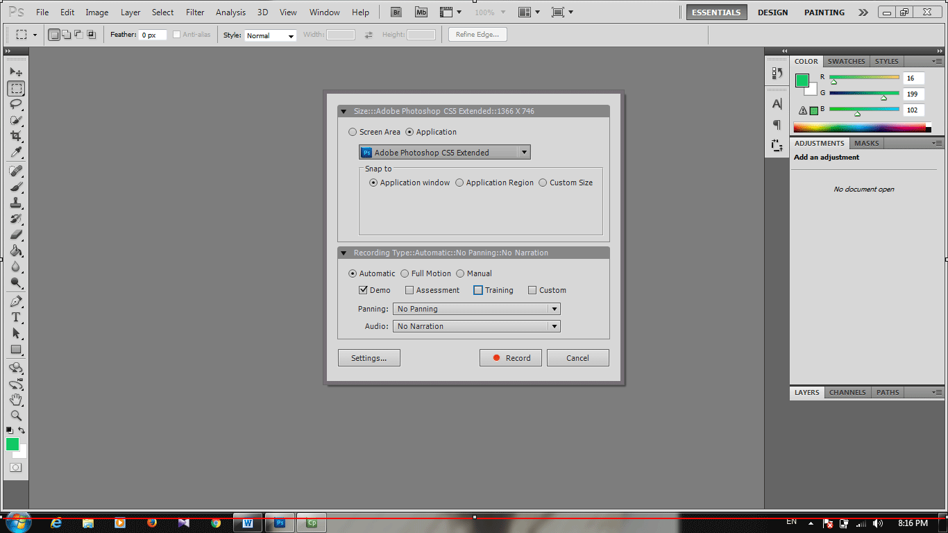 روش ضبط پروژه های ترکیبی، در Adobe Captivate