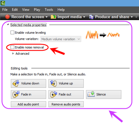 حذف نویز پس زمینه (Background Noise) صدای یک ویدئو، در نرم افزار Camtasia Studio