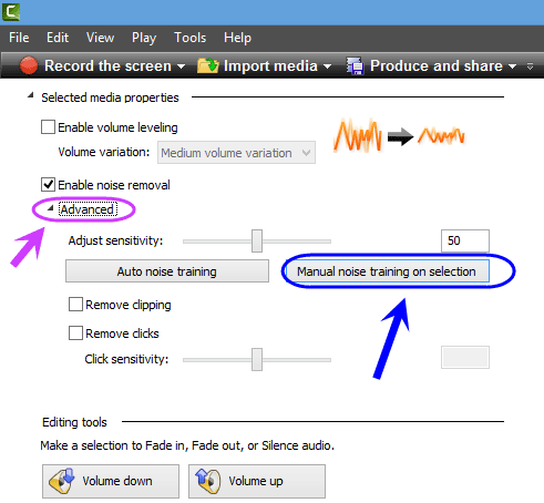 حذف نویز پس زمینه (Background Noise) صدای یک ویدئو، در نرم افزار Camtasia Studio