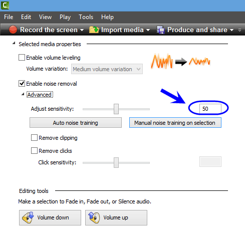 حذف نویز پس زمینه (Background Noise) صدای یک ویدئو، در نرم افزار Camtasia Studio