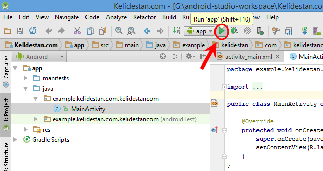 اجرا (run) و یا خطایابی (debug) یک پروژه اندروید موجود در برنامه Android Studio ، بر روی یک گوشی اندروید واقعی (از طریق اتصال گوشی به کامپیوتر، با کابل USB)