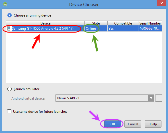 اجرا (run) و یا خطایابی (debug) یک پروژه اندروید موجود در برنامه Android Studio ، بر روی یک گوشی اندروید واقعی (از طریق اتصال گوشی به کامپیوتر، با کابل USB)