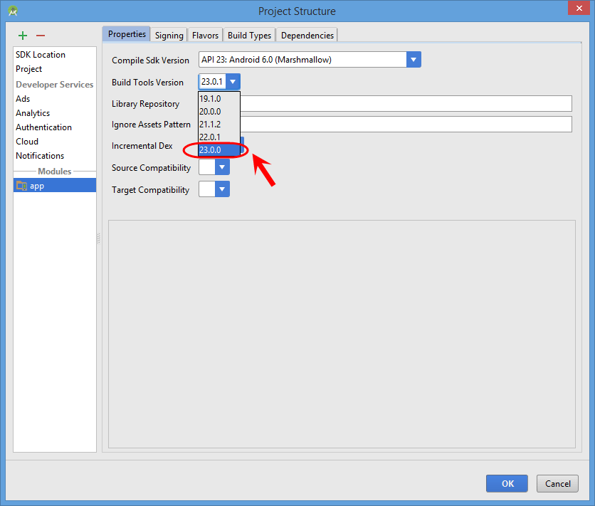 برطرف کردن خطای مشابه Error:failed to find Build Tools revision 23.0.1 در هنگام عملیات build gradle ، در Android Studio ، در برنامه نویسی اندروید