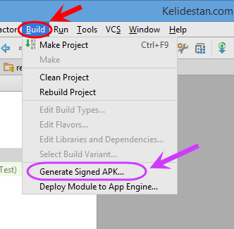 ساخت فایل apk از پروژه اندروید، در Android Studio