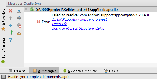 برطرف کردن خطای مشابه Error:Failed to resolve: com.android.support:appcompat-v7:23.4.0 در هنگام عملیات build gradle ، در Android Studio ، در برنامه نویسی اندروید