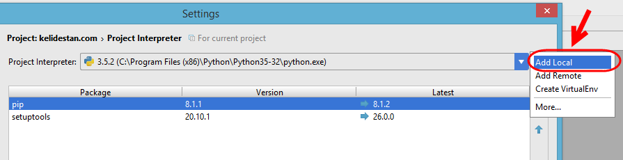 تغییر نسخه پایتون (python) به کار رفته به عنوان مفسر (Interpreter) در یک پروژه پایتون، در نرم افزار PyCharm ، بعد از ساخت پروژه پایتون