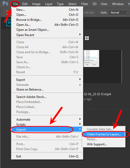 تبدیل یک فایل ویدئو (mp4) به یک فایل gif متحرک، در Adobe Photoshop