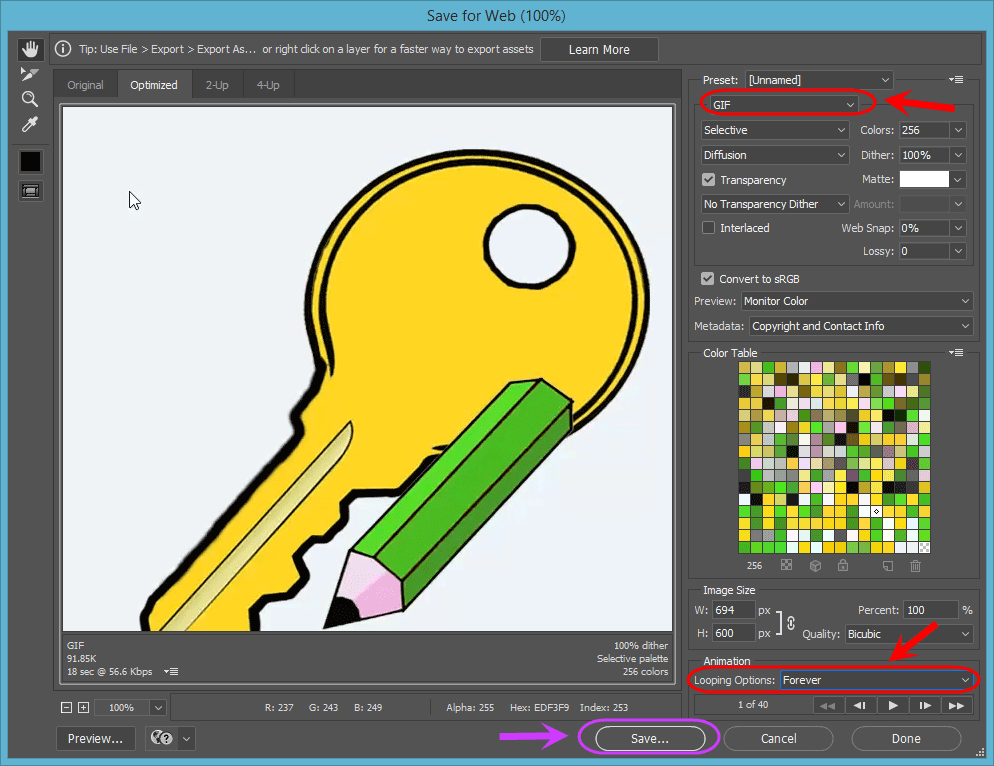 تبدیل یک فایل ویدئو (mp4) به یک فایل gif متحرک، در Adobe Photoshop