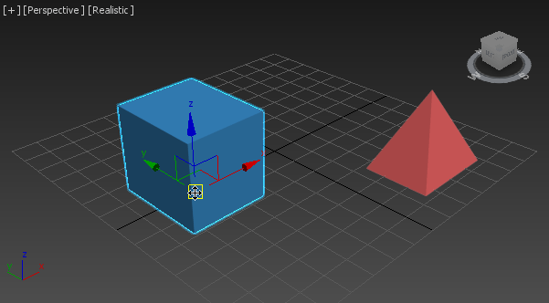 حرکت دادن (جابجا کردن - Move) یک جسم در منظره، با گزینه Select and Move ، در 3D Studio Max