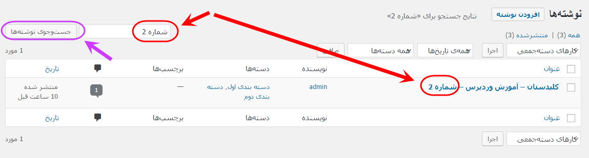 مشاهده فهرست همه نوشته ها (Post) برای مدیریت آنها (ویرایش، حذف و ...)، در وردپرس (WordPress)