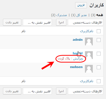 مشاهده فهرست همه کاربران (User) برای مدیریت آنها (ویرایش، حذف، افزودن و ...)، در وردپرس (WordPress)