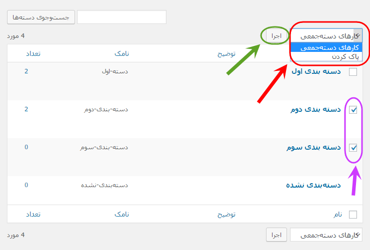 مشاهده فهرست همه دسته بندی ها (Category) برای مدیریت آنها (ویرایش، حذف، افزودن و ...)، در وردپرس (WordPress)
