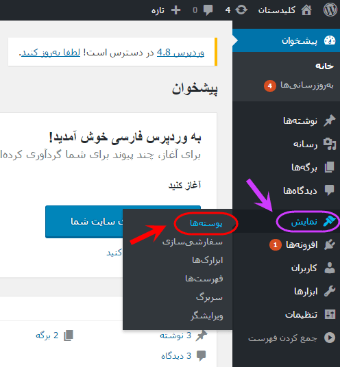 ویرایش پوسته (Theme) انتخاب شده فعلی (و یا سایر پوسته ها)، با گزینه های گرافیکی تنظیمات مربوط به آن در کنترل پنل (پیشخوان)، در وردپرس (WordPress)