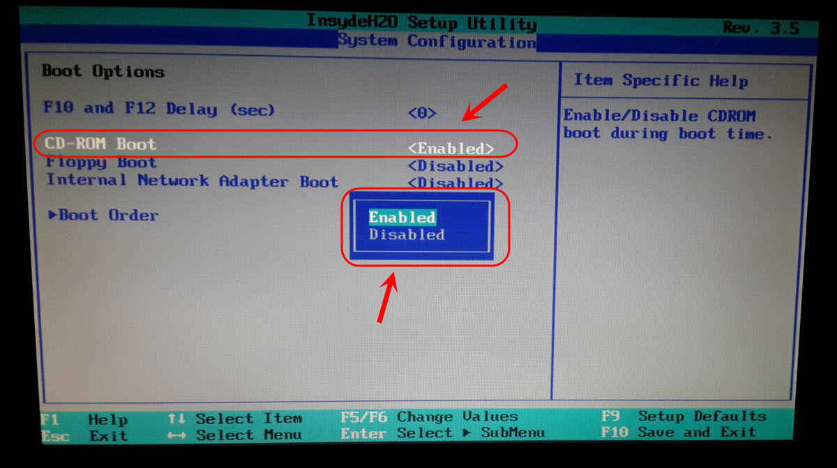 فعال یا غیر فعال کردن یک وسیله (Device) برای Boot کردن از آن، در ابتدای راه اندازی کامپیوتر