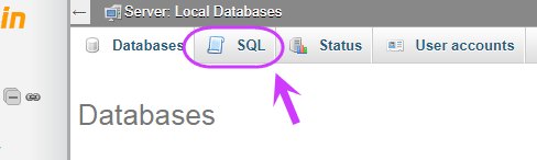 اجرای دستورات (query های) SQL ، با استفاده از phpMyAdmin  موجود در نرم افزار شبیه ساز سرور (Server) نصب شده بر روی کامپیوتر شخصی